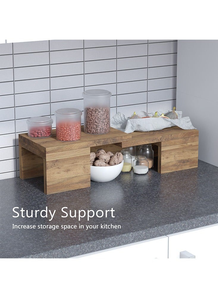 Mahmayi منظم رفوف المطبخ من خشب ماهمايي، رفوف التوابل، رف خزانة لتخزين المنزل والمطبخ - خشب البلوط الداكن هانتون - Image 3