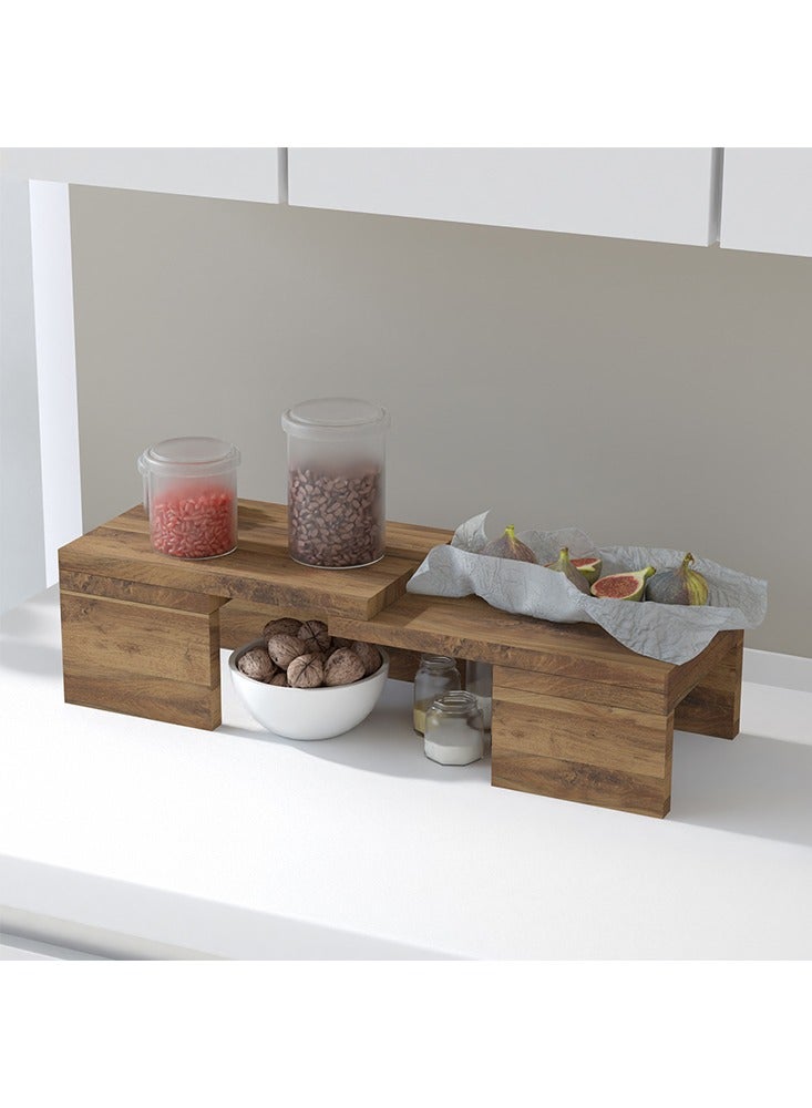 Mahmayi منظم رفوف المطبخ من خشب ماهمايي، رفوف التوابل، رف خزانة لتخزين المنزل والمطبخ - خشب البلوط الداكن هانتون - Image 1