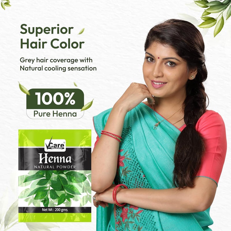 VCare Henna Natural Powder for Hair 200 gm Pack of 4 Conditioning AntiDandruff Control Hair Fall Natural Henna Hair Colouring for Women and Men Henna Powder for Hair Growth - Image 2