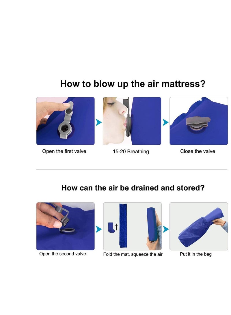 SYOSI وسادة نوم قابلة للنفخ، مرتبة تخييم خفيفة الوزن للغاية مع وسادة مقاومة للماء ومانعة للتسرب، سرير فردي قابل للنفخ، وسادة هوائية محمولة للتخييم والسفر - Image 2