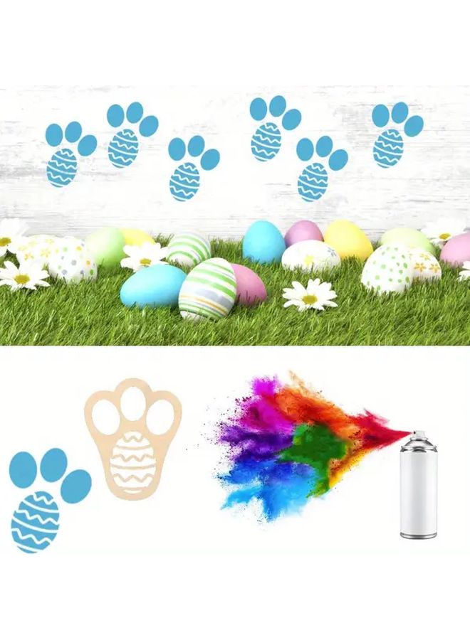 2 Pcs Large Easter Bunny Footprint Stencils Reusable Rabbit Paw Print Tracks for Egg Hunts DIY Craft Yard Garden Holiday Decor - Image 3