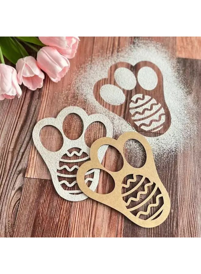 2 Pcs Large Easter Bunny Footprint Stencils Reusable Rabbit Paw Print Tracks for Egg Hunts DIY Craft Yard Garden Holiday Decor - Image 1