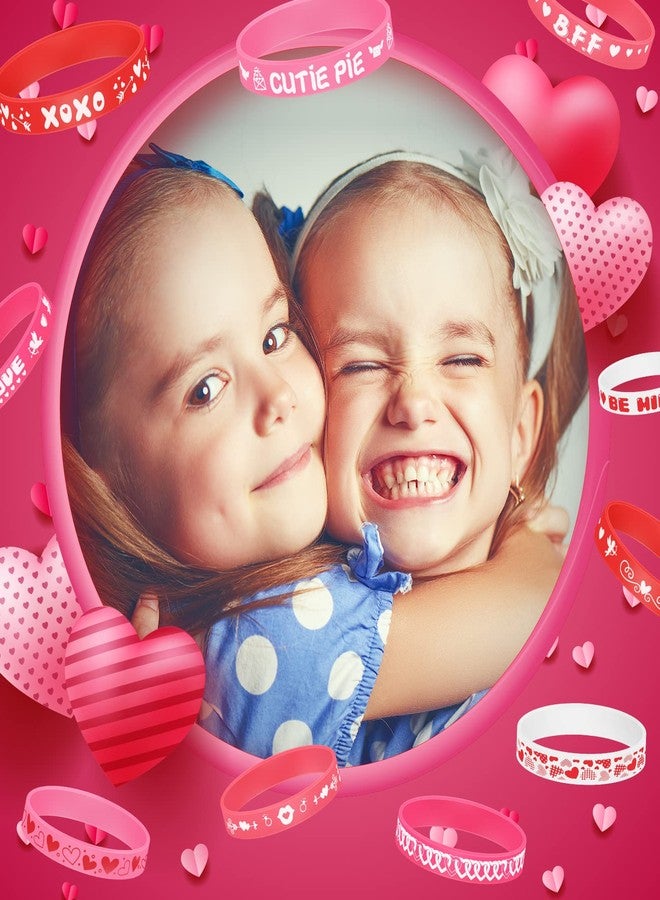 Yilloog 60 Pcs Valentine's Day Wristband Valentine Heart Silicone Bracelets Rubber Bulk Valentines Day Accessories for Kids School Classroom Exchange Gifts Wedding Party Favors Decoration - Image 5