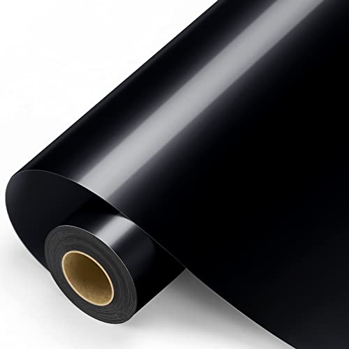 Sooez Black Permanent Vinyl - Glossy Black Adhesive Vinyl Roll for All Cutting Machine, Permanent Outdoor 12" x11FT for Decor Sticker, Car Decal, Scrapbooking, Signs, Glossy & Waterproof - Image 1