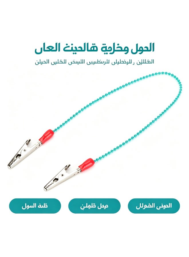 مشبك مريلة أسنان بسلسلة كرات مرنة، حامل منديل معدني قابل لإعادة الاستخدام لعيادات الأسنان، مشبك تمساح مضاد للانزلاق لمريلة المريض، لوازم استهلاكية للأسنان، هدية لوازم عيادة لرمضان - Image 2