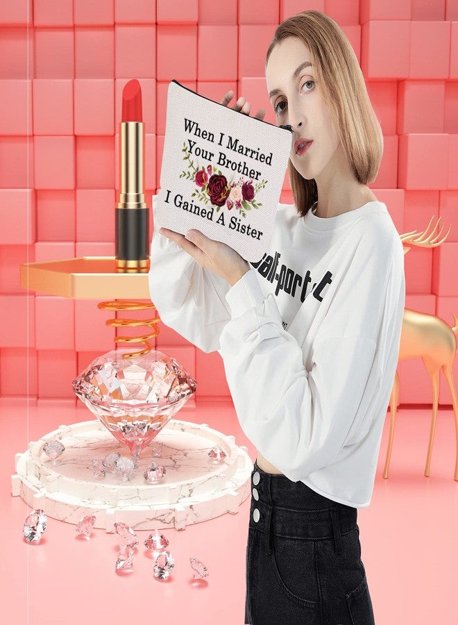 LEVLO Best Sister in law Gifts When I Married Your Brother I Gained A Sister Makeup Bags Groom’s Sister Gifts (Gained A Sister-2) - Image 5