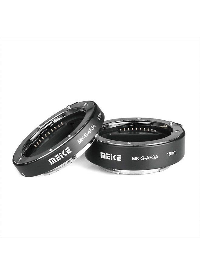 Meike - MEIKE MK-S-AF3A Metal Auto Focus Macro Extension Tube Adapter Ring (10mm+16mm) for Sony Mirrorless E-Mount FE-Mount A7 NEX Camera A7 A7M2 NEX3 NEX5 NEX6 NEX7 A5000 A5100 A6000 A6300 A6500 A9 A7III - Image 1