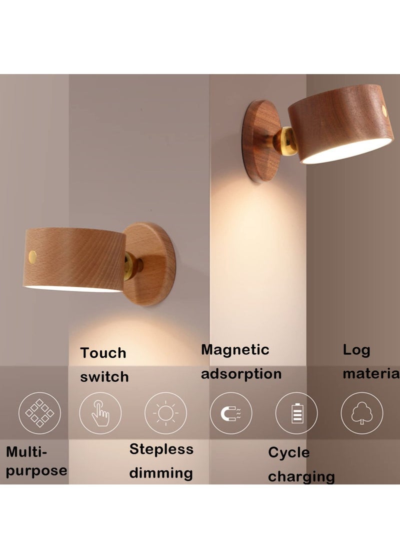 KASTWAVE أضواء قراءة مثبتة على الحائط بتقنية LED، تطبيق الحائط اللاسلكي مع منفذ شحن USB، خافت الإضاءة ببطارية قابلة لإعادة الشحن، تدوير 360°، كرة مغناطيسية قابلة للتعتيم، تحكم باللمس 1 قطعة بني غامق - Image 5