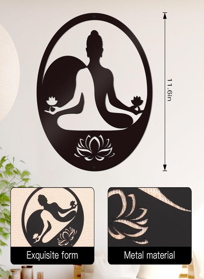 KOYILTD Black Metal Zen Wall Art Buddha Wall Decoration Spiritual Meditation Decor Zen Room Decor Lotus Wall Decor For Bedroom Living Room Yoga Studio Office (Tai Chi) - Image 3