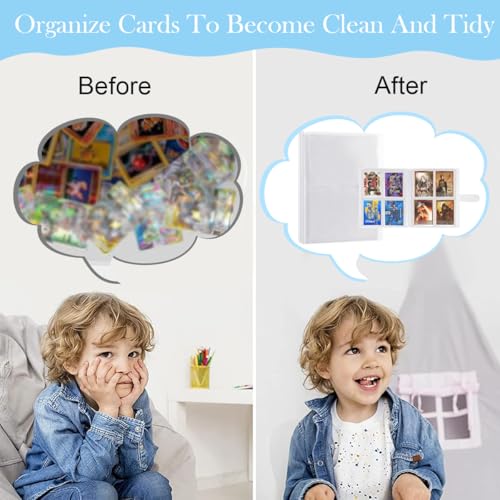 PATPAT® 240Pcs Card Holder 2.55*3.34ft Per Cell Trading Cards Organizer Holder Double Sided Transparent Card Collection Book with Snap Button Closure Game Trading Card Holder Photo Card Binder - Image 4