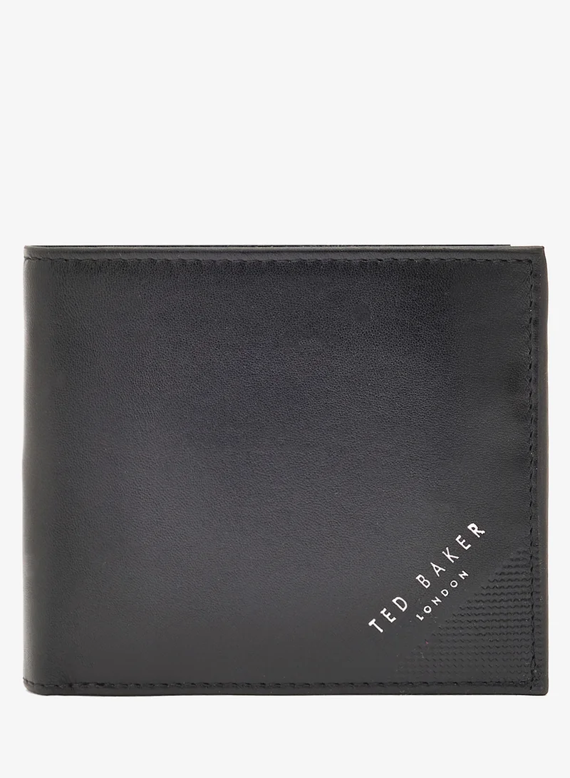 Embossed Corner Leather Bifold Coin Wallet