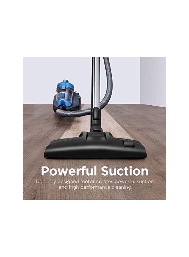 إيوريكا مكنسة 15K0A – 1800 واط، قوة شفط 16 كيلوباسكال، نظام فلترة إعصاري، حاوية غبار 2.5 لتر، فلتر قابل للغسل، تصميم بدون كيس، مثالية لشعر الحيوانات، السجاد والبلاط – أزرق، 220 فولت - Image 2