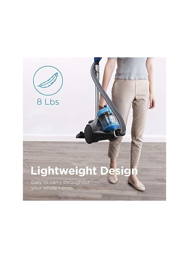إيوريكا مكنسة 15K0A – 1800 واط، قوة شفط 16 كيلوباسكال، نظام فلترة إعصاري، حاوية غبار 2.5 لتر، فلتر قابل للغسل، تصميم بدون كيس، مثالية لشعر الحيوانات، السجاد والبلاط – أزرق، 220 فولت - Image 3