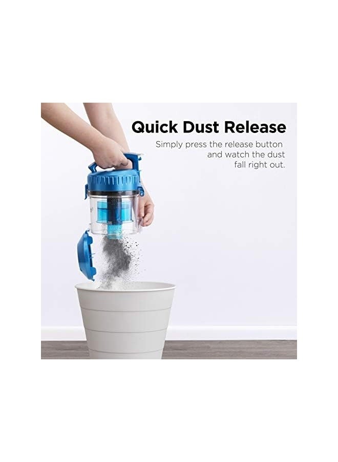 إيوريكا مكنسة 15K0A – 1800 واط، قوة شفط 16 كيلوباسكال، نظام فلترة إعصاري، حاوية غبار 2.5 لتر، فلتر قابل للغسل، تصميم بدون كيس، مثالية لشعر الحيوانات، السجاد والبلاط – أزرق، 220 فولت - Image 4
