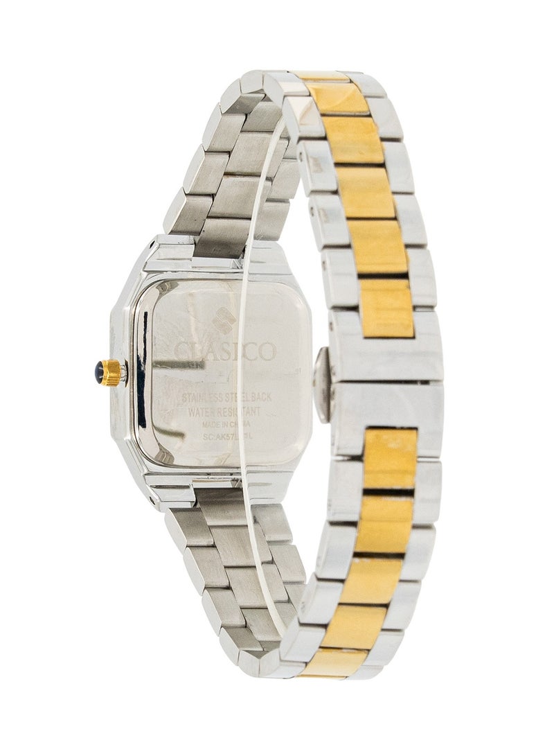 Clasico ساعة أنالوج فاخرة للنساء من دازل 30 مم - لونين ذهبي وفضي - إطار مرصع بالكريستال - Image 4