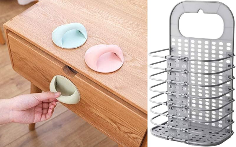 Dastav Self Adhesive Peel and Stick Plastic Handles Pull knob for Sliding Door Pack of 6 Clothes Organizer Storage Basket Multifunctional Laundry 