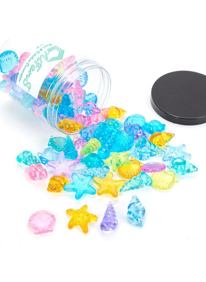 AiFanS Plastic Sea Shells, Conch, Starfish For Fish Tank, Vase Filler, Diving Gems, Beach Themed Decorations(Assorted Color,80 Pieces)  - Image 1