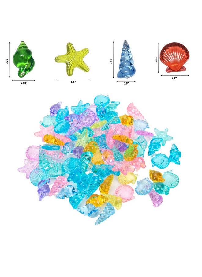 AiFanS Plastic Sea Shells, Conch, Starfish For Fish Tank, Vase Filler, Diving Gems, Beach Themed Decorations(Assorted Color,80 Pieces)  - Image 3