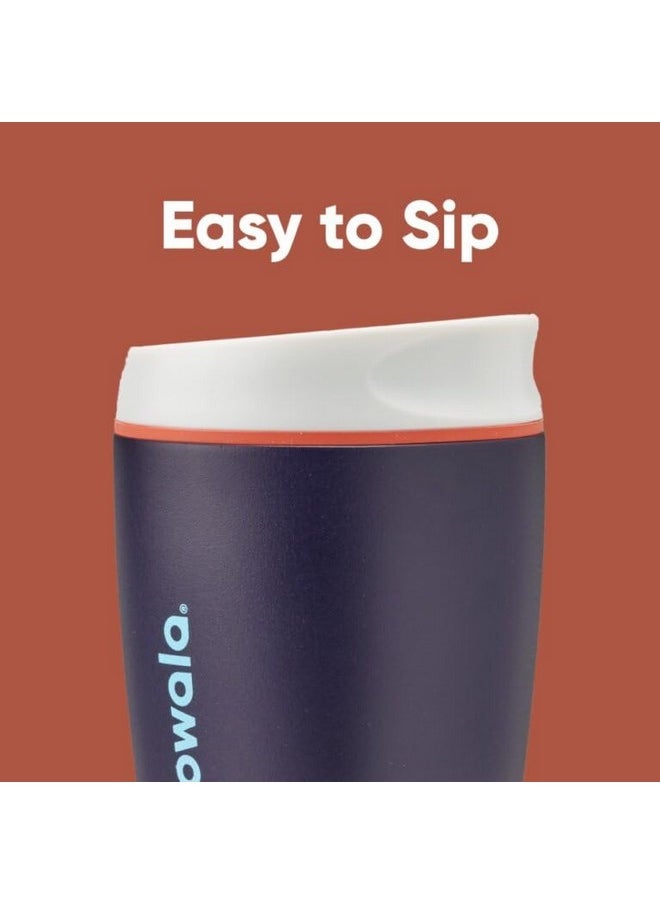 Owala Owala SmoothSip Insulated Stainless Steel Coffee Tumbler, Reusable Iced Coffee Cup, Hot Coffee Travel Mug, Perfect for Cappuccino, BPA Free, 10 oz, Navy (Telescope Tales)  - Image 1