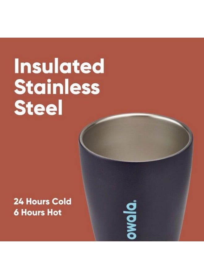 Owala Owala SmoothSip Insulated Stainless Steel Coffee Tumbler, Reusable Iced Coffee Cup, Hot Coffee Travel Mug, Perfect for Cappuccino, BPA Free, 10 oz, Navy (Telescope Tales)  - Image 3