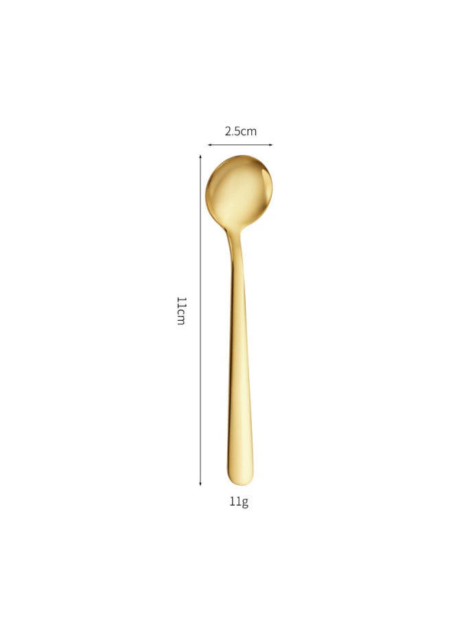 Generic - Stainless Steel Mini Small Spoon 304 Special Small Small Short Handle Small Gold Spoon Salt Spoon Medicinal Powder Spoon Seasoning Spoon Coffee Spoon-Specifications:Golden Mini Spoon 11cm - Image 1