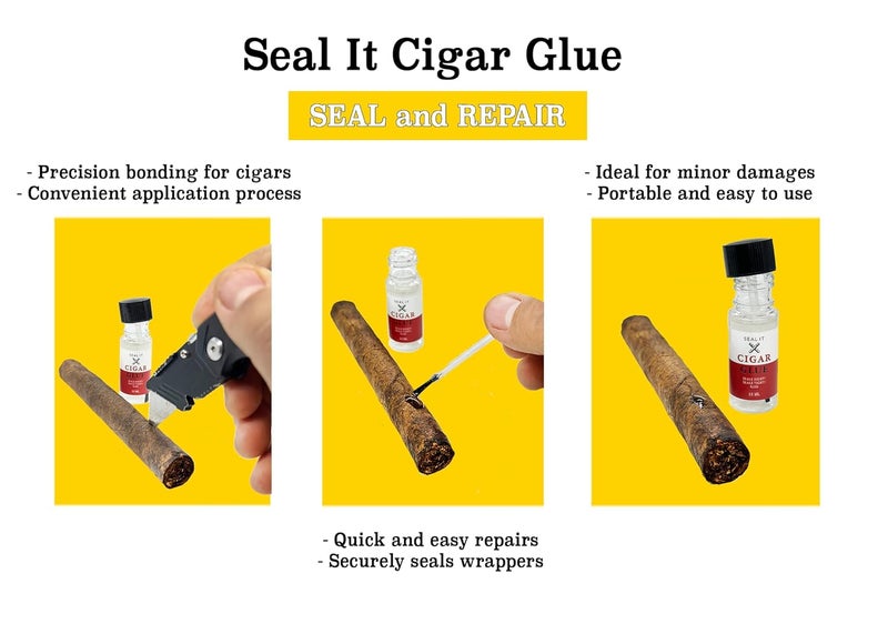 **Seal IT Cigar Glue** – يُستخدم لختم وإصلاح السيجارات وأوراق التبغ (مادة لاصقة طبيعية مشتقة من التبغ) (4 عبوات) - Image 5