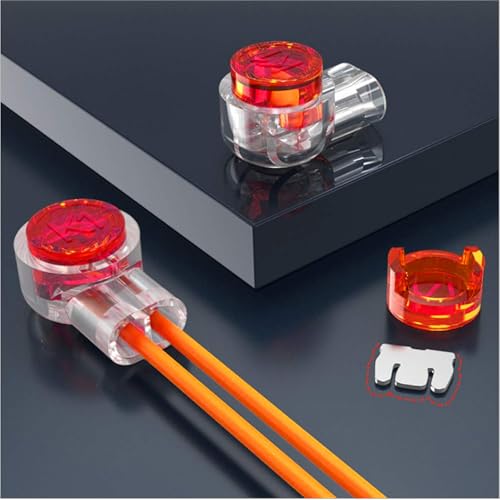 Antrader 100 Pcs Data Phone Wire Butt Splice 3 Ports UR Connectors Red Clear - Image 2