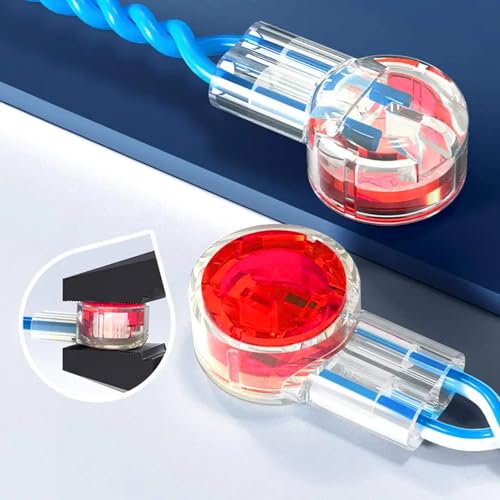 Antrader 100 Pcs Data Phone Wire Butt Splice 3 Ports UR Connectors Red Clear - Image 3