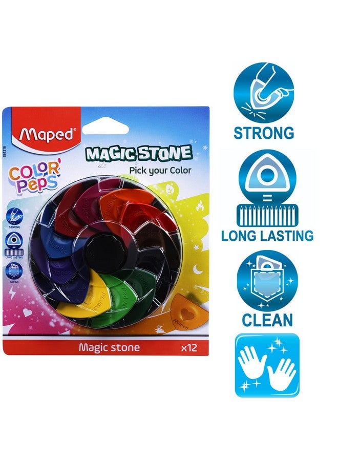 مابد ألوان مابد ماجيك ستون - ١٢ لونًا (مجموعة من ٥) | ألوان زاهية | ألوان مثلثة | شكل فيدجيت سبينر | غير سام | هدية عيد ميلاد | قلم تحديد | هدية إرجاع | يدوم طويلًا | نظيف وآمن | ألوان فاخرة وغنية - Image 2