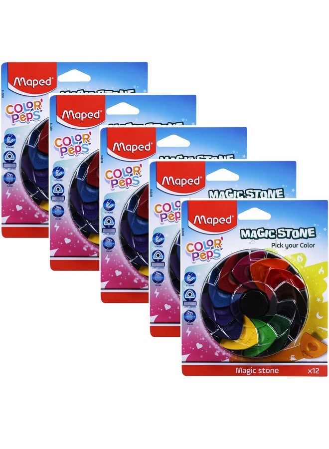 مابد ألوان مابد ماجيك ستون - ١٢ لونًا (مجموعة من ٥) | ألوان زاهية | ألوان مثلثة | شكل فيدجيت سبينر | غير سام | هدية عيد ميلاد | قلم تحديد | هدية إرجاع | يدوم طويلًا | نظيف وآمن | ألوان فاخرة وغنية - Image 1