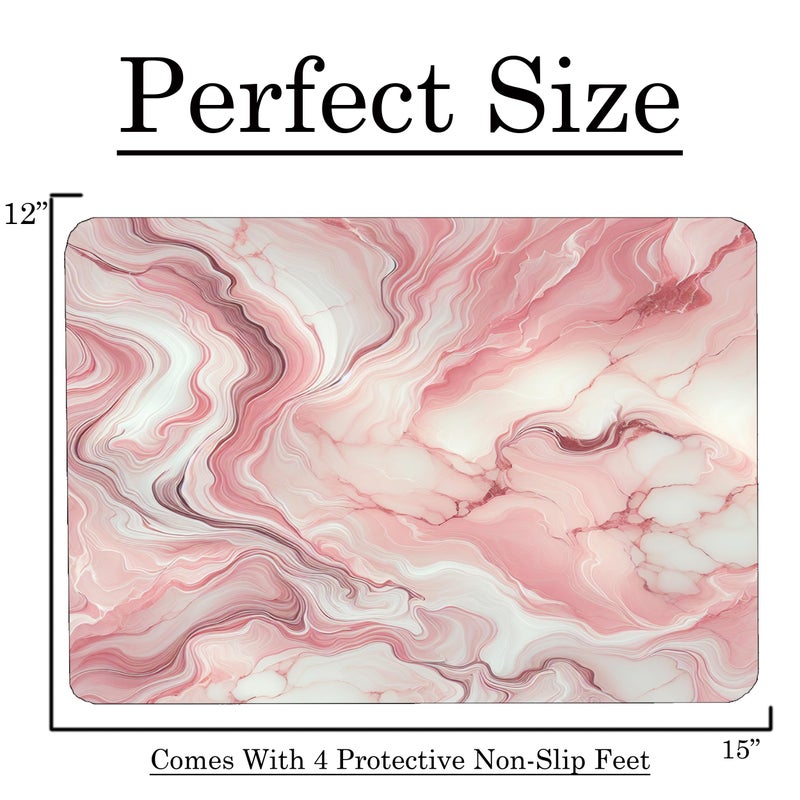 DAJDC Pink Marble Kitchen Glass Cutting Board Ocean Decorative Gift Marbled Granite Stone Rock Gift For Her Mom Wife (Pink 1) - Image 3