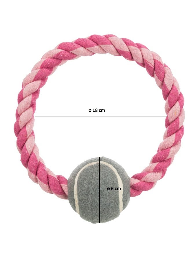 تريكسي حبل حلقي للعب مع كرة تنس، مصنوع من القطن/البوليستر، لعبة مضغ للكلاب من السلالات الصغيرة والمتوسطة، تساعد في الحفاظ على نشاط كلبك وصحته وتسلية (عبوة من 3 قطع) - Image 2