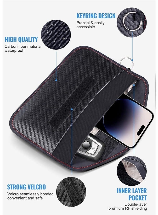 2 Pack Faraday Bag for Phones and Car Keys, RFID Signal Blocking Bag, Carbon Fiber Material Shielding Case for Cell Phone Privacy Protection & Key Fob, Anti-Tracking Anti-Hacking Case Blocker - Image 4