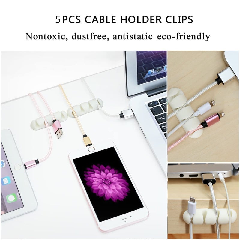 CHZHLI White Cable Management Organizer Kit, 2 Wire Sleeve Protector, 41 Self Adhesive Cable Clips Holder, 10pcs+2 Roll Reusable Cable Ties and 100 Cable Zip Ties for TV Computer Cord Tidy Under Desk - Image 5