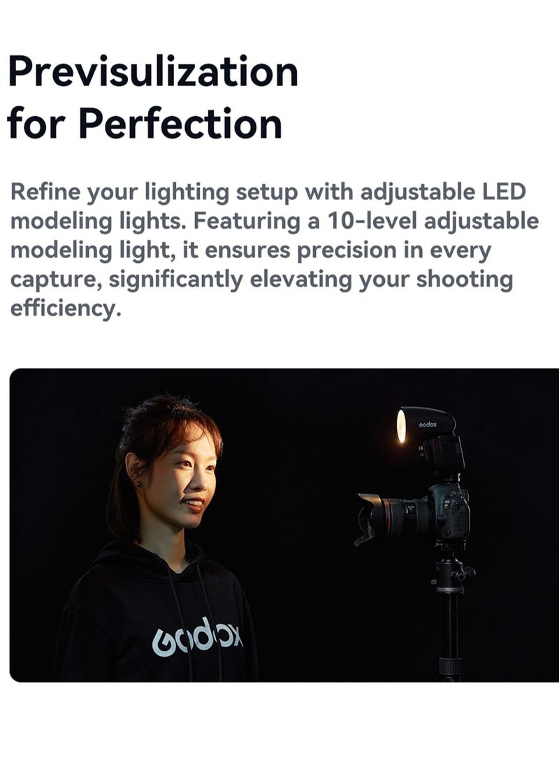 Godox V1 PRO S Camera Flash 2.4G Wireless Speedlight 1/8000s HSS 1.3s Recycle Time with M/TTL Flash Mode Type-C Powered with Sub Flash Speedlite Compatible with Sony Cameras - Image 5