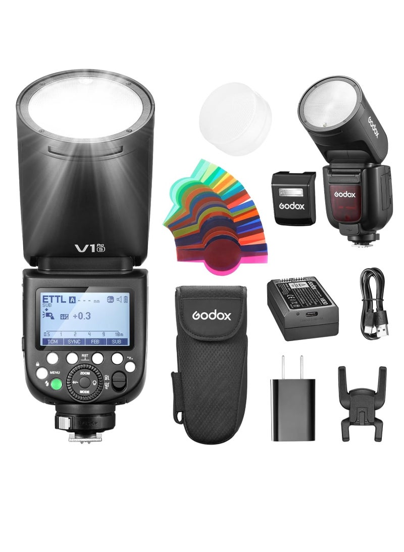 Godox V1 PRO S Camera Flash 2.4G Wireless Speedlight 1/8000s HSS 1.3s Recycle Time with M/TTL Flash Mode Type-C Powered with Sub Flash Speedlite Compatible with Sony Cameras - Image 1