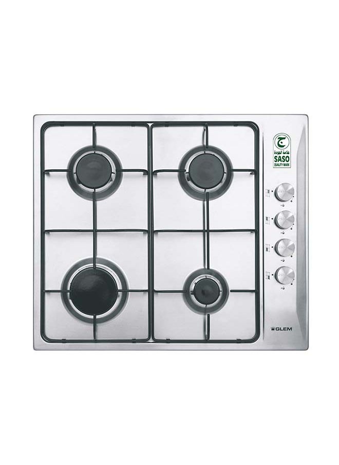 GLEMGAS Built In Gas Hob 58CM 4 Burners Side Control Steel  - Image 1
