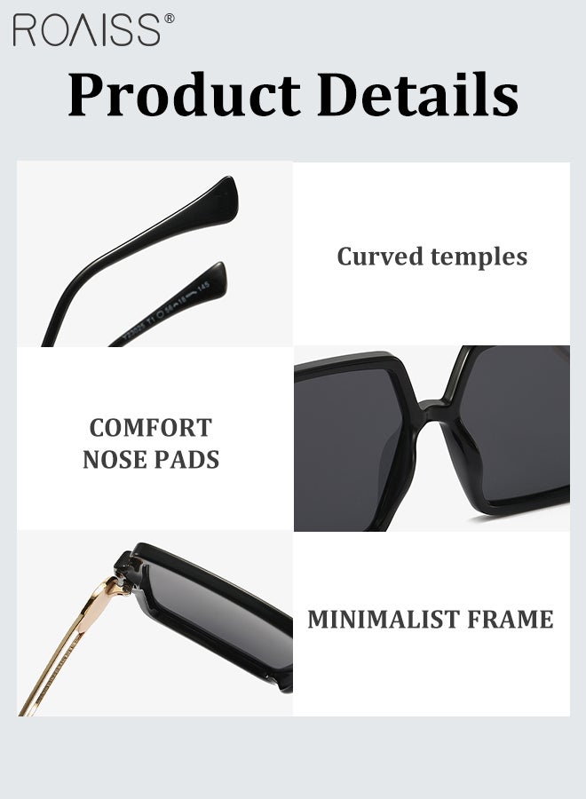 roaiss Women's Polarized Square Sunglasses, UV400 Protection Sun Glasses with Unique Temples, Oversize Fashion Anti-glare Sun Shades for Women with Glasses Case, 56mm, Black - Image 5