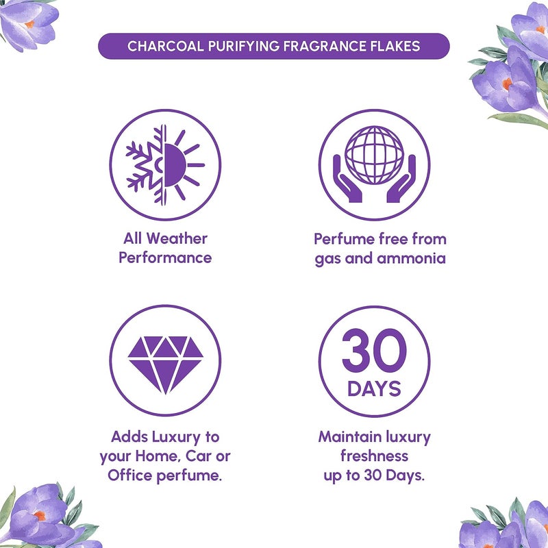 Aromahpure Premium Home Perfume Flakes with Activated Charcoal Air Purifier with Fresh Fragrances Joyful Lavender Lavender 100 gm Home Air Freshener Use in Home Kitchen Wardrobe - Image 5