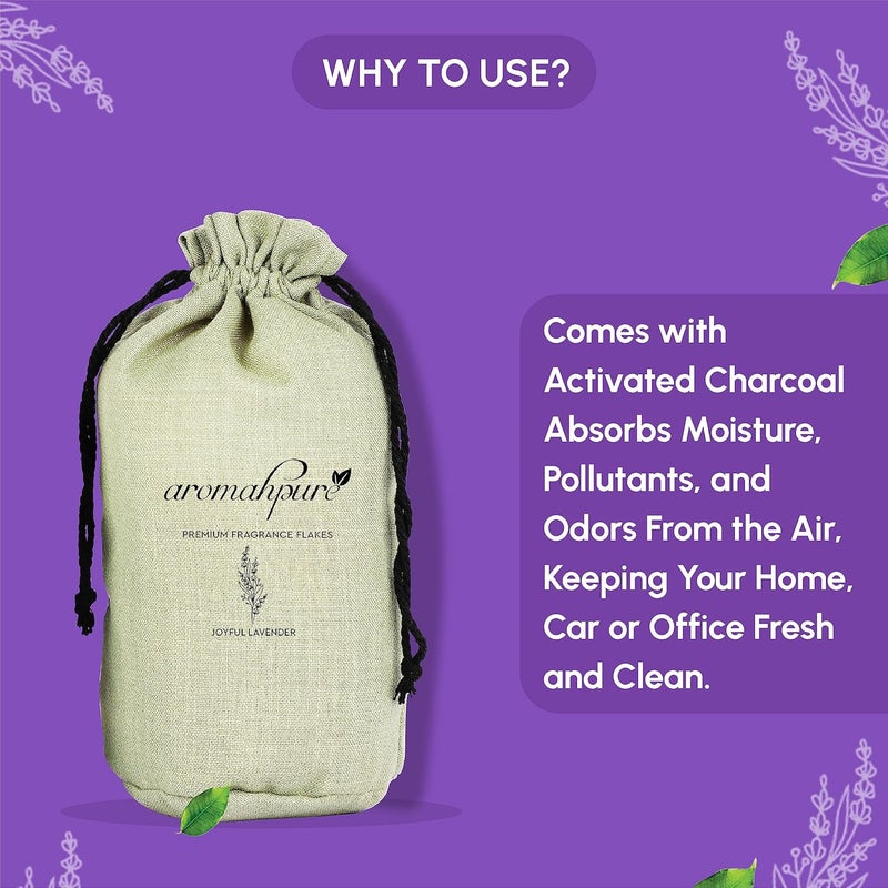 Aromahpure Premium Home Perfume Flakes with Activated Charcoal Air Purifier with Fresh Fragrances Joyful Lavender Lavender 100 gm Home Air Freshener Use in Home Kitchen Wardrobe - Image 4