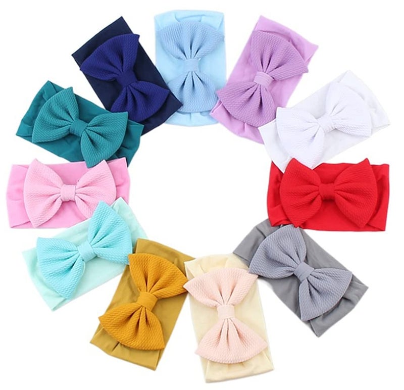 Headbands Solid Bows for Baby Girls Comfortable Headwraps for Newborn Infant Toddler Kids 11Pack