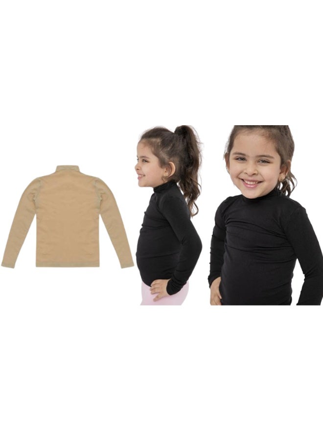3 Girls' Lycra T-shirts with Collar and Long Sleeves - TS 318