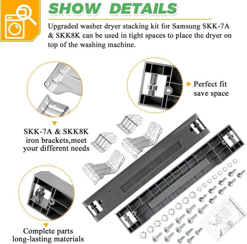 Techecook UPGRADED SKK-8K & SKK-7A Stacking Kit Fit for Sam-sung Washer & Dryer 27 Inch Front Load Laundry - Replace for SK-5A SK-5AXAA - Image 2