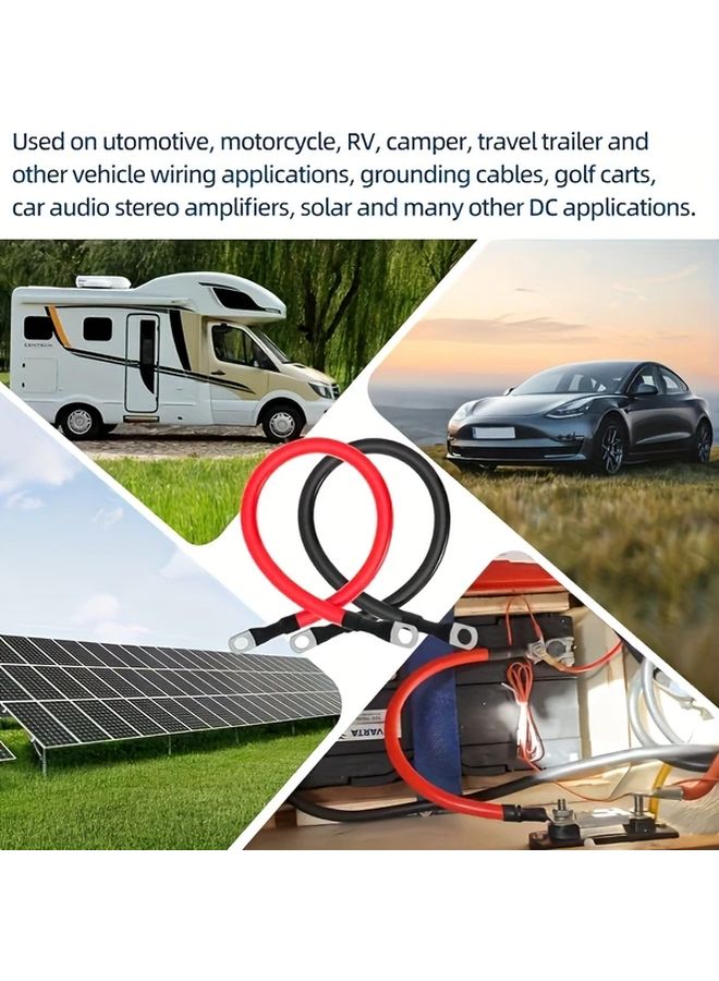 1pc 4 AWG Pure Copper Battery Cable 2FT 60cm 3 8 Inch Terminal Ends Red Black 36V Safe Voltage Durable Hard Wire for Cars RVs Motorcycles Solar Panels Room Electrical Wiring Vehicle Electrical Upgrade Robust Electrical Connection Highquality Electrical Cable - Image 5