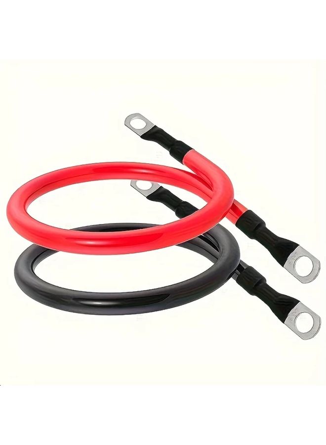 1pc 4 AWG Pure Copper Battery Cable 2FT 60cm 3 8 Inch Terminal Ends Red Black 36V Safe Voltage Durable Hard Wire for Cars RVs Motorcycles Solar Panels Room Electrical Wiring Vehicle Electrical Upgrade Robust Electrical Connection Highquality Electrical Cable - Image 1