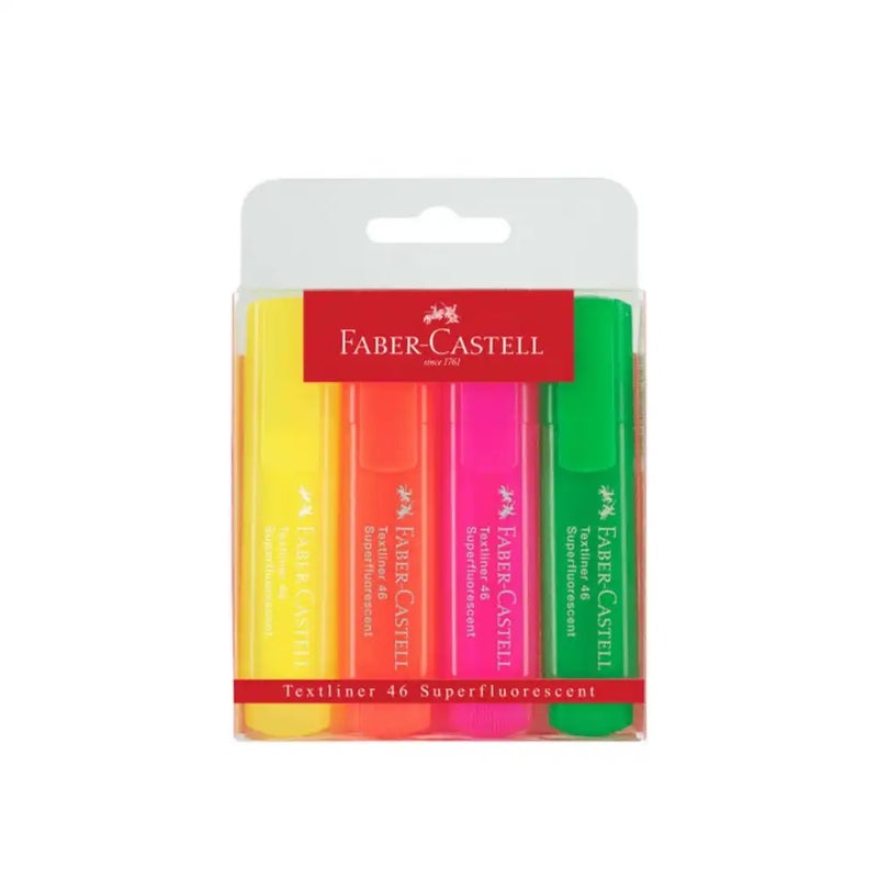 Faber Castell Textliner 46 Superfluorescent Highlighter Multi-Color- 4pcs
