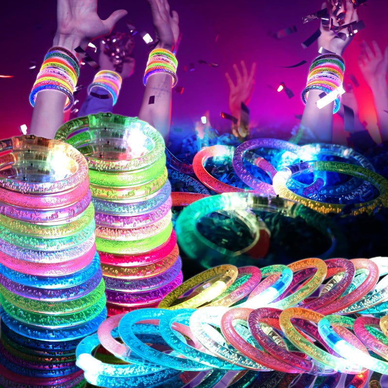 OLUPP 48 Pack LED Light Up Bracelets Glow in the Dark Party Supplies 6 Color Glow Bracelets Rave Party Favors for KidsAdults Birthday ConcertGoodie Bag Fillers New Year - Image 3