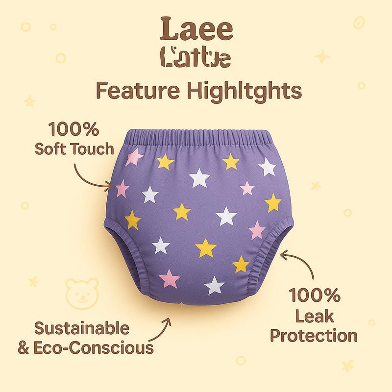 Laee cute “Reusable Baby Swim Diapers | Adjustable & Washable Cloth Training Pants | Leak-Proof, Eco-Friendly | Pack of 2 (pink+purple) - Image 2