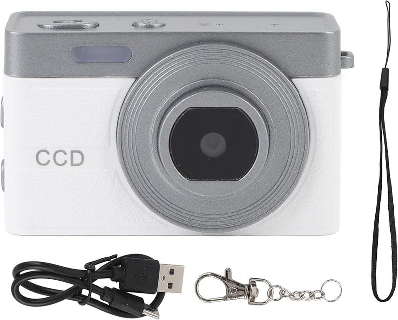 White Miniature Digital Camera 1080P HD Portable for Students with Macro Function 16x Zoom - Image 2