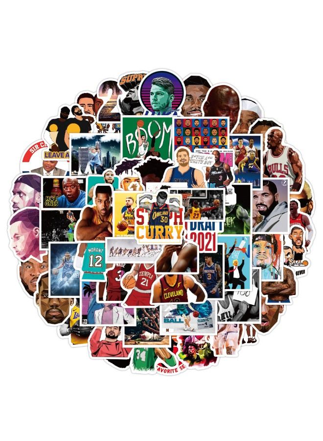 100PCS NBA Stickers, NBA Star Graffiti Sticker, Waterproof Stickers for Laptop,Skateboard, Water Bottles,Computer,Phone,Guitar, Stickers for Kids Teens Adult  - Image 1